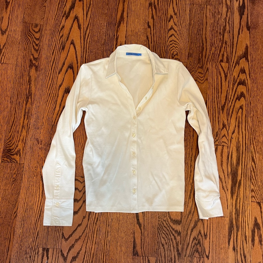 J. McLaughlin Cream Ribbed Shirt